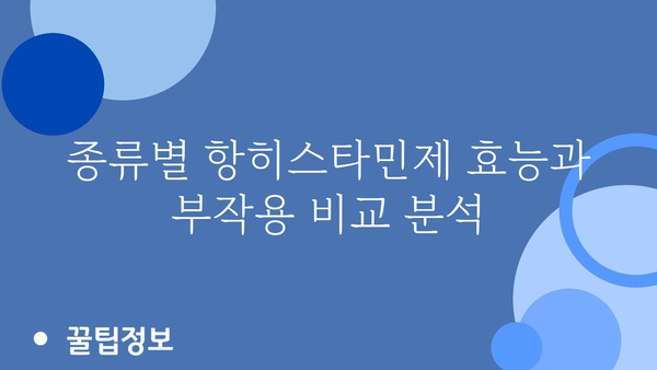 알레르기 증상 완화, 항히스타민제 종류와 선택 가이드 | 알레르기, 약물, 효능, 부작용