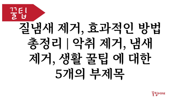 질냄새 제거, 효과적인 방법 총정리 | 악취 제거, 냄새 제거, 생활 꿀팁