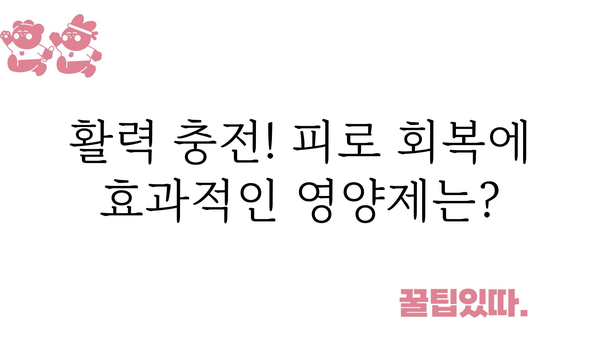 피로 회복에 효과적인 영양제 추천 | 피로, 영양제, 건강, 에너지