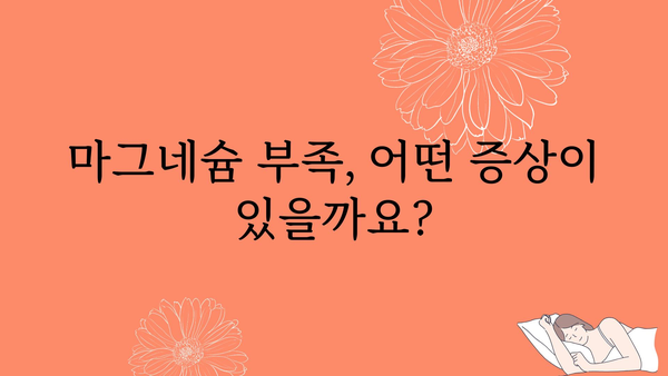 마그네슘 하루 권장량| 건강한 삶을 위한 필수 영양소 | 마그네슘, 건강, 영양, 부족 증상, 섭취 방법